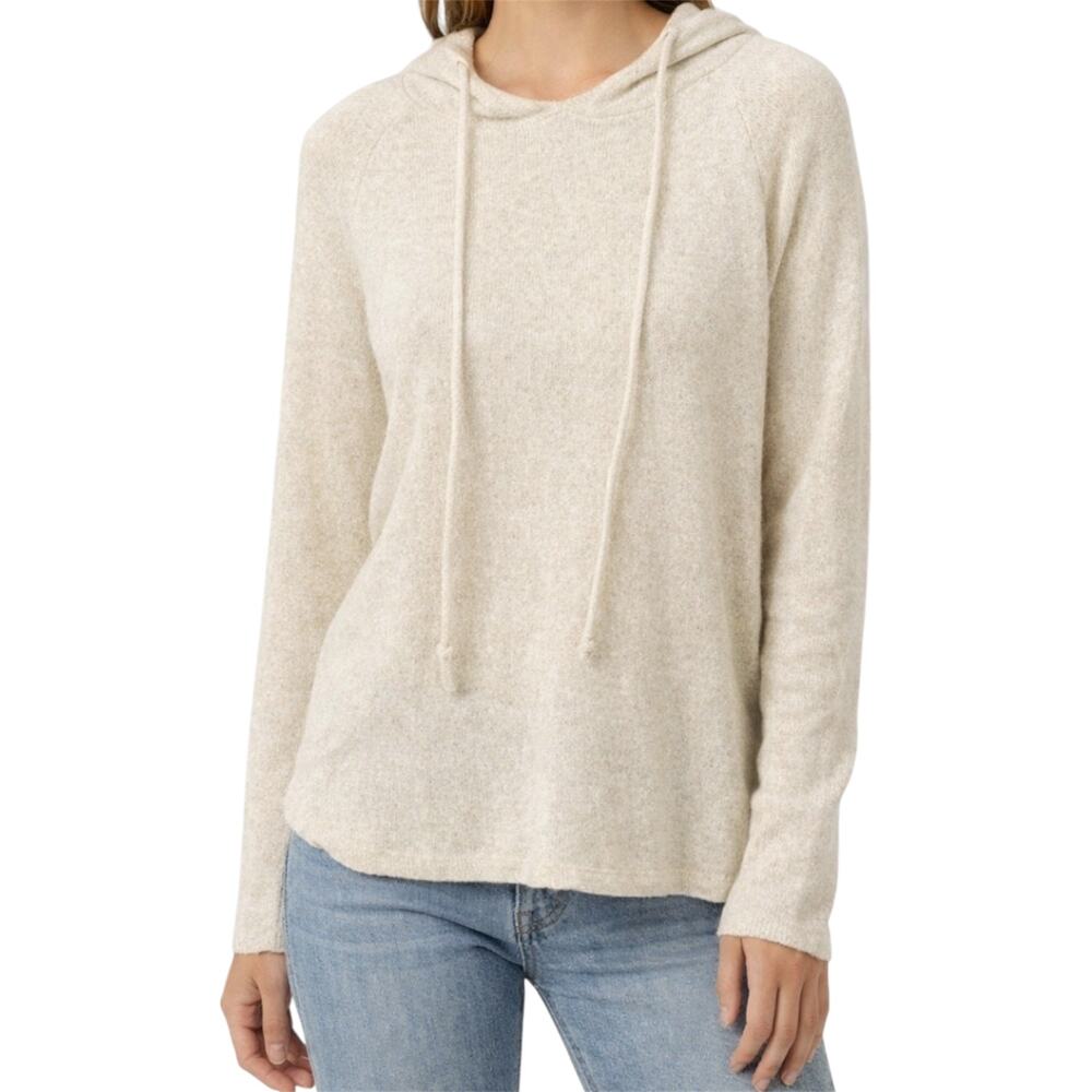 Mes Demoiselles Sweater Hoodie Pullover Drawstring Ribbed Trim Wool Cream 2